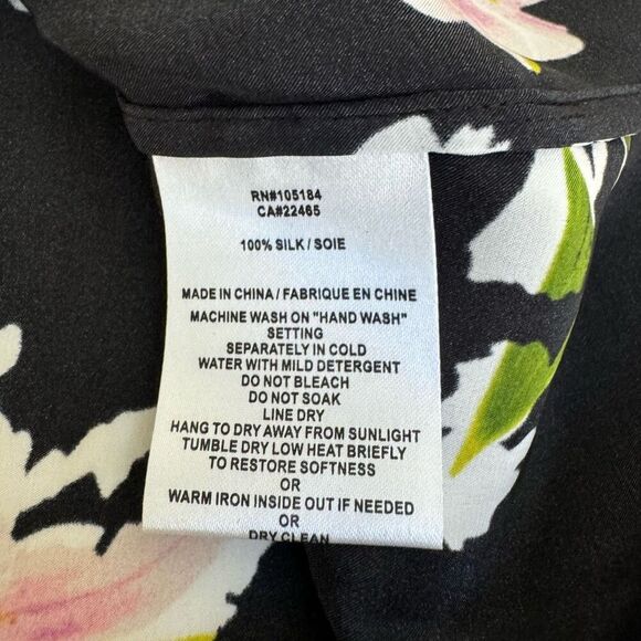 Go Silk Go Draped Over Halter tank blouse washable silk floral blouse size XS - Picture 5 of 7